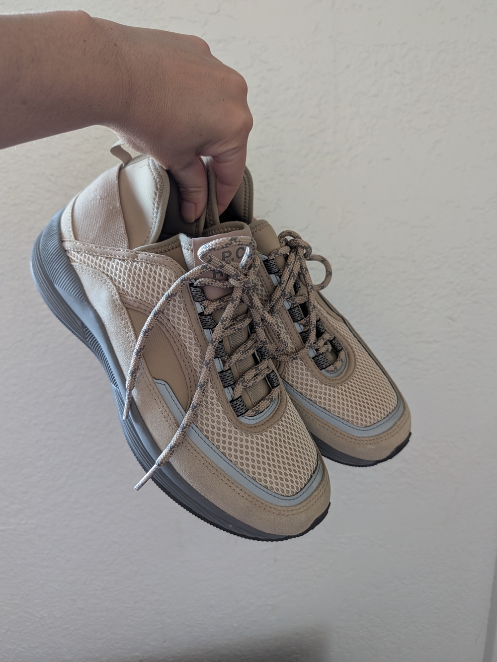 A.P.C. Beige and Gray Mesh Athletic Sneakers